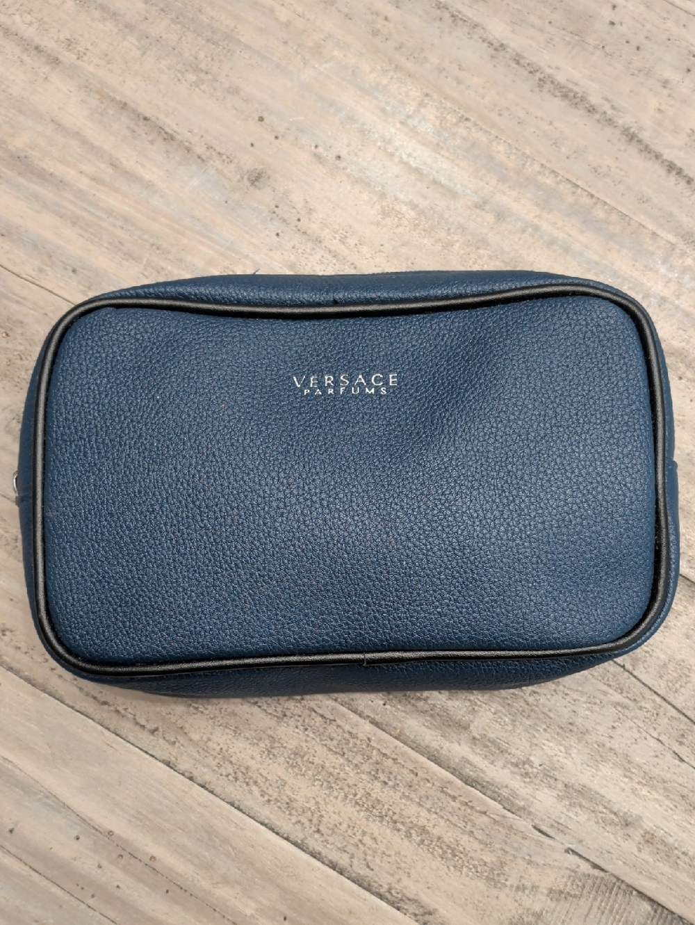 Versace Collection Navy Blue Pebbled Cosmetic Bag - Picture 6 of 6